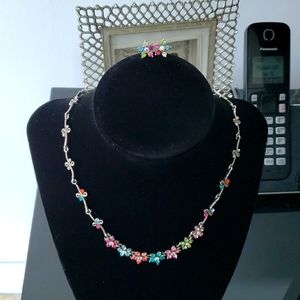 Multi Colored Crystal Necklace set NWOT